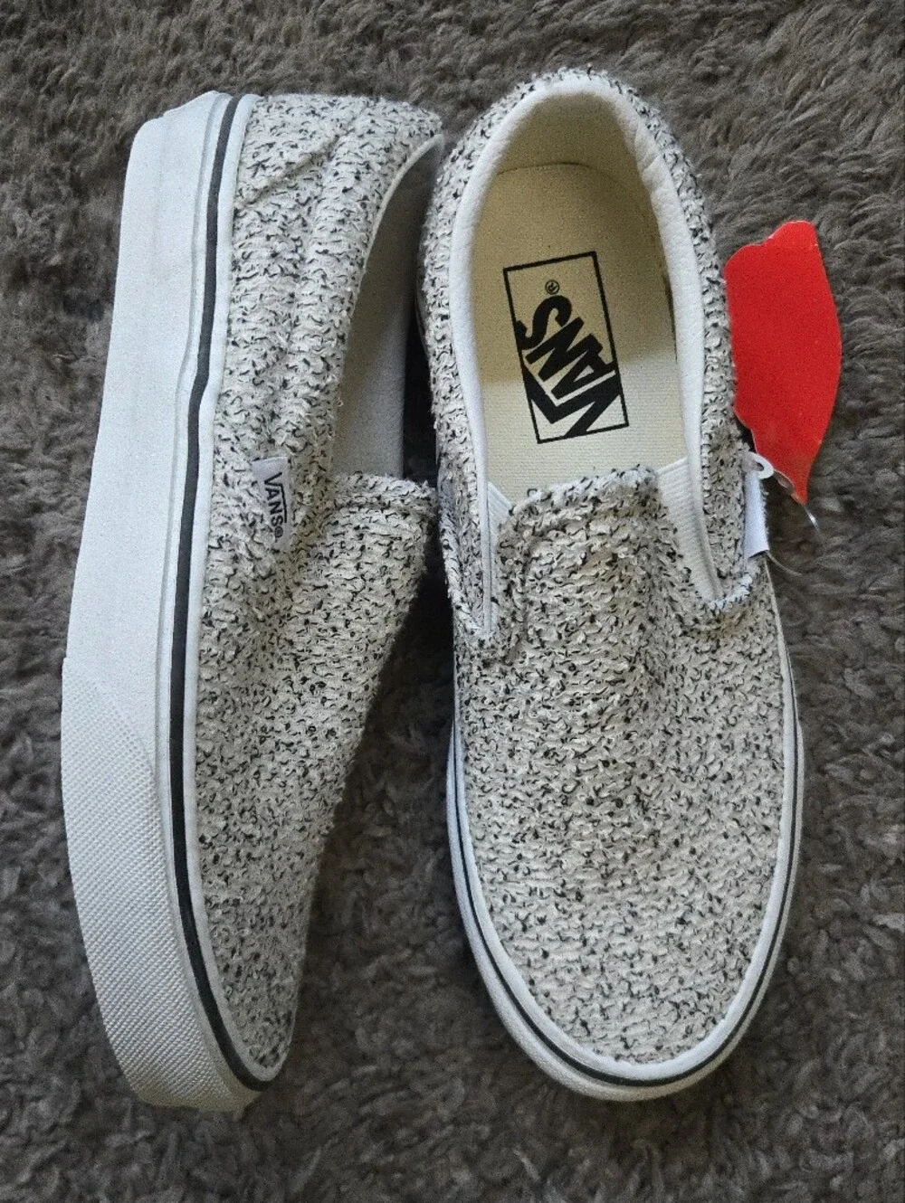 Vans Classic Slip On Women 6.5 Boucle Speckle And White 0826